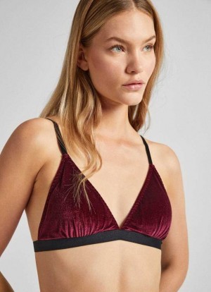 Pepe Jeans Velvet Bra Underkläder Dam Vinröda Röda | 375149JQL
