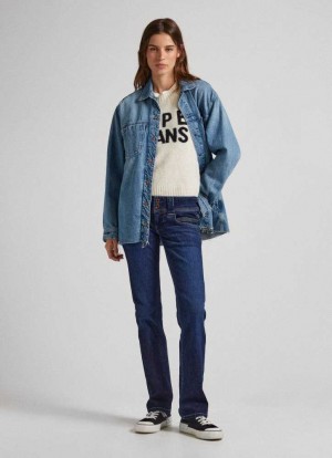 Pepe Jeans Venus Regular Fit Low-rise Jeans Denim Dam Blå | 562943AUF