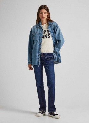 Pepe Jeans Venus Regular Fit Low-rise Jeans Straight Jeans Dam Blå | 324078MOP