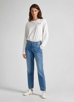 Pepe Jeans Violet Relaxed Fit High-rise Jeans Denim Dam Blå | 932146CIS