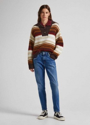 Pepe Jeans Violet Relaxed Fit High-rise Jeans Trends Dam Blå | 902764GAZ