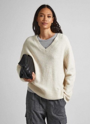 Pepe Jeans V-neck Knit Jumpers Dam Vita | 549720BHO
