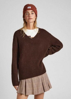 Pepe Jeans V-neck Knit Stickat Dam Bruna | 048562JQR