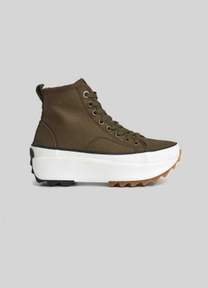 Pepe Jeans Woking Jones Canvas Booties Träningsskor Dam Gröna | 728619GOU
