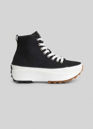 Pepe Jeans Woking Street Canvas Booties Träningsskor Dam Svarta | 586913BRU