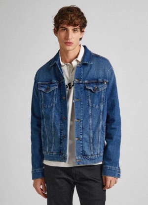 Pepe Jeans Worn Effect Denim Jacket Denim Herr Blå | 125743HFI