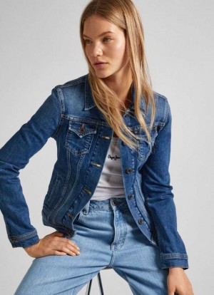 Pepe Jeans Worn Effect Denim Jacket Jacka Dam Blå | 013986PGI