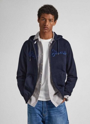 Pepe Jeans Zip-up Sweatshirt Tröjor Herr Blå | 143067OML