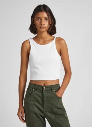 Pepe Jeans Ärmlös Räfflad Top T-shirt Dam Vita | 652879RTI